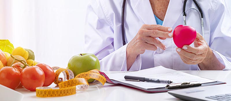 Dietitian with foods