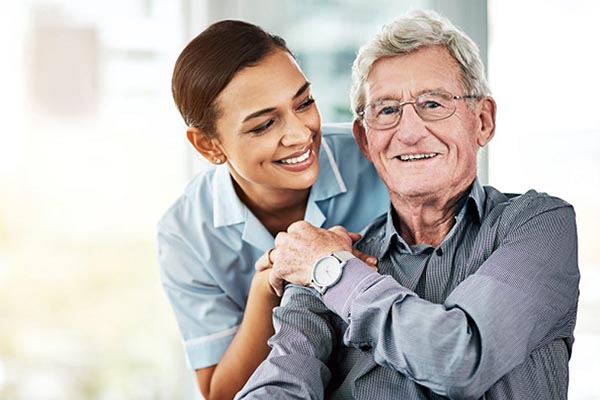 senior man and nurse